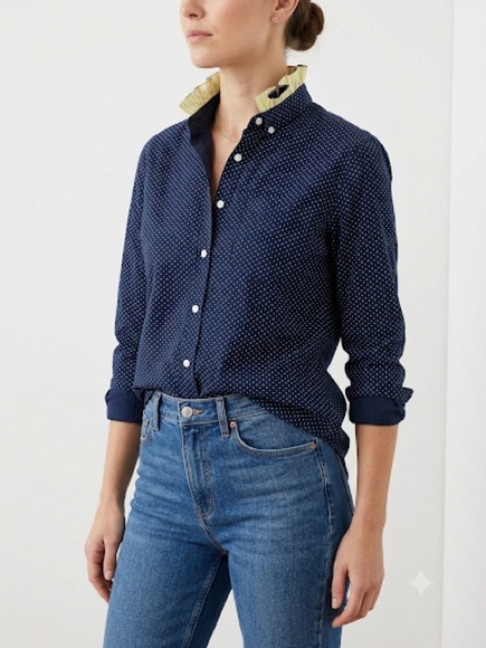 J. Crew Upcycled Navy Button-Down Shirt with Contrast Collar
